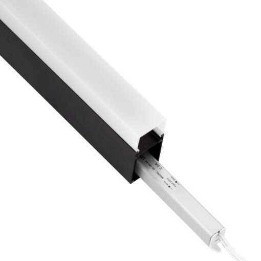 GloboStar® SURFACEPENDANT-PROFILE 70832-3M Προφίλ Αλουμινίου – Βάση & Ψύκτρα Ταινίας LED με Λευκό Γαλακτερό Κάλυμμα – Επιφανειακή & Κρεμαστή Χρήση – Πατητό Κάλυμμα – Μαύρο – 3 Μέτρα – Μ300 x Π3.5 x Υ7.4cm