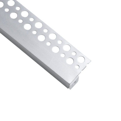 GLOBOSTAR® ALP-PLASTERIN GYPSO 70834-3M Χωνευτό Τερματικό Προφίλ Αλουμινίου Ειδικό για Γυψοσανίδα με Λευκό Γαλακτερό Πατητό Κάλυμμα για Ταινίες LED IP20 – Ασημί & Λευκό – Μ300 x Π3.3 x Υ1.5cm – Πακέτο 5 Τεμαχίων