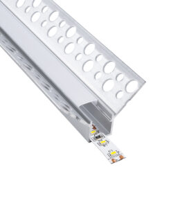 GloboStar® PLASTERBOARD-PROFILE 70836-3M Προφίλ Αλουμινίου – Βάση & Ψύκτρα Ταινίας LED με Λευκό Γαλακτερό Κάλυμμα – Χωνευτή Γωνιακή Χρήση σε Εσωτερική Γωνία Γυψοσανίδας – Trimless – Πατητό Κάλυμμα – Ασημί – 3 Μέτρα – Πακέτο 5 Τεμαχίων – Μ300 x Π3.1 x Υ1.3cm