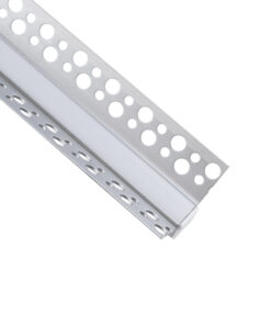 GloboStar® PLASTERBOARD-PROFILE 70836-3M Προφίλ Αλουμινίου – Βάση & Ψύκτρα Ταινίας LED με Λευκό Γαλακτερό Κάλυμμα – Χωνευτή Γωνιακή Χρήση σε Εσωτερική Γωνία Γυψοσανίδας – Trimless – Πατητό Κάλυμμα – Ασημί – 3 Μέτρα – Πακέτο 5 Τεμαχίων – Μ300 x Π3.1 x Υ1.3cm