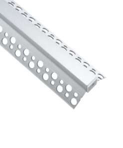 GloboStar® PLASTERBOARD-PROFILE 70836-3M Προφίλ Αλουμινίου – Βάση & Ψύκτρα Ταινίας LED με Λευκό Γαλακτερό Κάλυμμα – Χωνευτή Γωνιακή Χρήση σε Εσωτερική Γωνία Γυψοσανίδας – Trimless – Πατητό Κάλυμμα – Ασημί – 3 Μέτρα – Πακέτο 5 Τεμαχίων – Μ300 x Π3.1 x Υ1.3cm