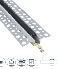 GloboStar® PLASTERBOARD-PROFILE 70839-1M Προφίλ Αλουμινίου - Βάση & Ψύκτρα Ταινίας LED με Μαύρο Φιμέ Κάλυμμα - Χωνευτή Χρήση σε Γυψοσανίδα - Trimless - Πατητό Κάλυμμα - Ασημί - 1 Μέτρο - Μ100 x Π5.6 x Υ1.5cm