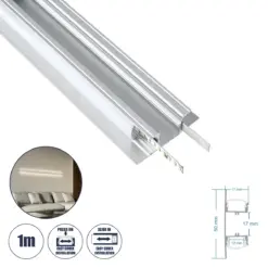 GLOBOSTAR® ALP-WALL-UPDOWN CONCEALED 70844-1M Επιφανειακό Προφίλ Αλουμινίου Ειδικό για Δημιουργία Κρυφού Φωτισμού Up & Down με Λευκό Γαλακτερό Πατητό Κάλυμμα για Ταινίες LED IP20 - Ασημί & Λευκό - Μ100 x Π5 x Υ1.7cm