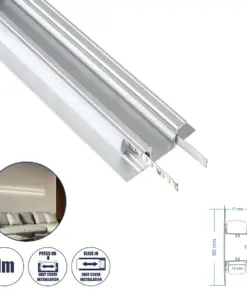 GLOBOSTAR® ALP-WALL-UPDOWN CONCEALED 70844-1M Επιφανειακό Προφίλ Αλουμινίου Ειδικό για Δημιουργία Κρυφού Φωτισμού Up & Down με Λευκό Γαλακτερό Πατητό Κάλυμμα για Ταινίες LED IP20 - Ασημί & Λευκό - Μ100 x Π5 x Υ1.7cm