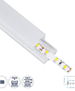 GloboStar® SURFACEPENDANT-PROFILE 70848-1M Προφίλ Αλουμινίου - Βάση & Ψύκτρα Ταινίας LED με Λευκό Γαλακτερό Κάλυμμα - Επιφανειακή & Κρεμαστή Χρήση - Πατητό Κάλυμμα - Λευκό - 1 Μέτρο - Μ100 x Π2.6 x Υ2.3cm