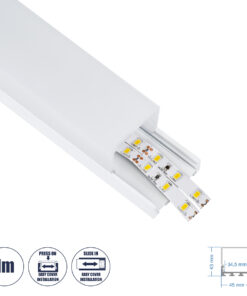 GloboStar® SURFACEPENDANT-PROFILE 70865-1M Προφίλ Αλουμινίου - Βάση & Ψύκτρα Ταινίας LED με Λευκό Γαλακτερό Κάλυμμα - Επιφανειακή & Κρεμαστή Χρήση - Πατητό Κάλυμμα - Λευκό - 1 Μέτρο - Μ100 x Π4.5 x Υ4.2cm