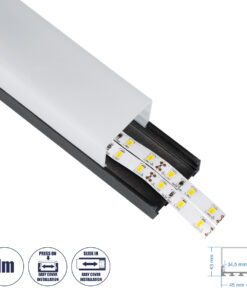 GloboStar® SURFACEPENDANT-PROFILE 70866-1M Προφίλ Αλουμινίου - Βάση & Ψύκτρα Ταινίας LED με Λευκό Γαλακτερό Κάλυμμα - Επιφανειακή & Κρεμαστή Χρήση - Πατητό Κάλυμμα - Μαύρο - 1 Μέτρο - Μ100 x Π4.5 x Υ4.2cm