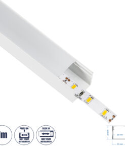 GloboStar® SURFACE-PROFILE 70868-1M Προφίλ Αλουμινίου - Βάση & Ψύκτρα Ταινίας LED με Λευκό Γαλακτερό Κάλυμμα - Επιφανειακή Χρήση - Πατητό Κάλυμμα - Λευκό - 1 Μέτρο - Μ100 x Π2.3 x Υ2cm