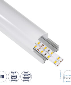 GloboStar® SURFACEPENDANT-PROFILE 70870-1M Προφίλ Αλουμινίου - Βάση & Ψύκτρα Ταινίας LED με Λευκό Γαλακτερό Κάλυμμα - Επιφανειακή & Κρεμαστή Χρήση - Πατητό Κάλυμμα - Ασημί - 1 Μέτρα - Μ100 x Π4.5 x Υ4.2cm