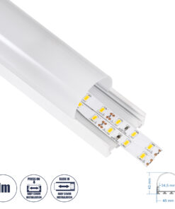 GloboStar® SURFACEPENDANT-PROFILE 70871-1M Προφίλ Αλουμινίου - Βάση & Ψύκτρα Ταινίας LED με Λευκό Γαλακτερό Κάλυμμα - Επιφανειακή & Κρεμαστή Χρήση - Πατητό Κάλυμμα - Λευκό - 1 Μέτρα - Μ100 x Π4.5 x Υ4.2cm