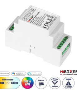 GloboStar® 71415 LS2S Mi-BOXER DC WiFi & RF 2.4Ghz Dimmer High Speed Controller 5 Καναλιών DC 12-24V 5 x 6A 144W - Max 10A 240W - IP20 RGBW+WW - Din Rail Ράγας - Μ9 x Π3.4 x Υ6cm - 5 Years Warranty