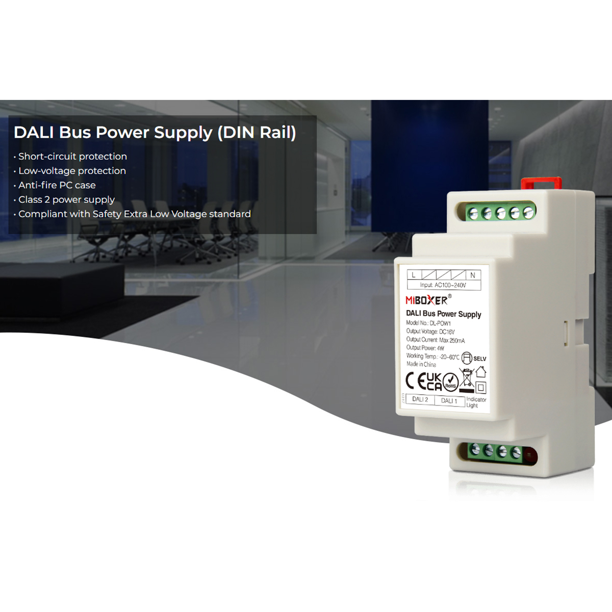 GLOBOSTAR® MiBOXER-DL-POW1 71420 DC DALI BUS Τροφοδοτικό/Μετασχηματιστής SELV Ράγας με 2 x 125mA 2W Κανάλια AC 220-240V σε DC 16V 250mA 4W Max IP20 - DALI BUS - Μ9 x Π3.4 x Υ6cm - 5 Χρόνια Εγγύηση - Image 11