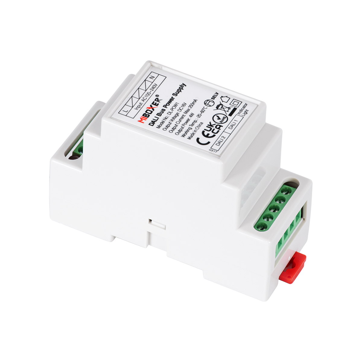 GLOBOSTAR® MiBOXER-DL-POW1 71420 DC DALI BUS Τροφοδοτικό/Μετασχηματιστής SELV Ράγας με 2 x 125mA 2W Κανάλια AC 220-240V σε DC 16V 250mA 4W Max IP20 - DALI BUS - Μ9 x Π3.4 x Υ6cm - 5 Χρόνια Εγγύηση - Image 2