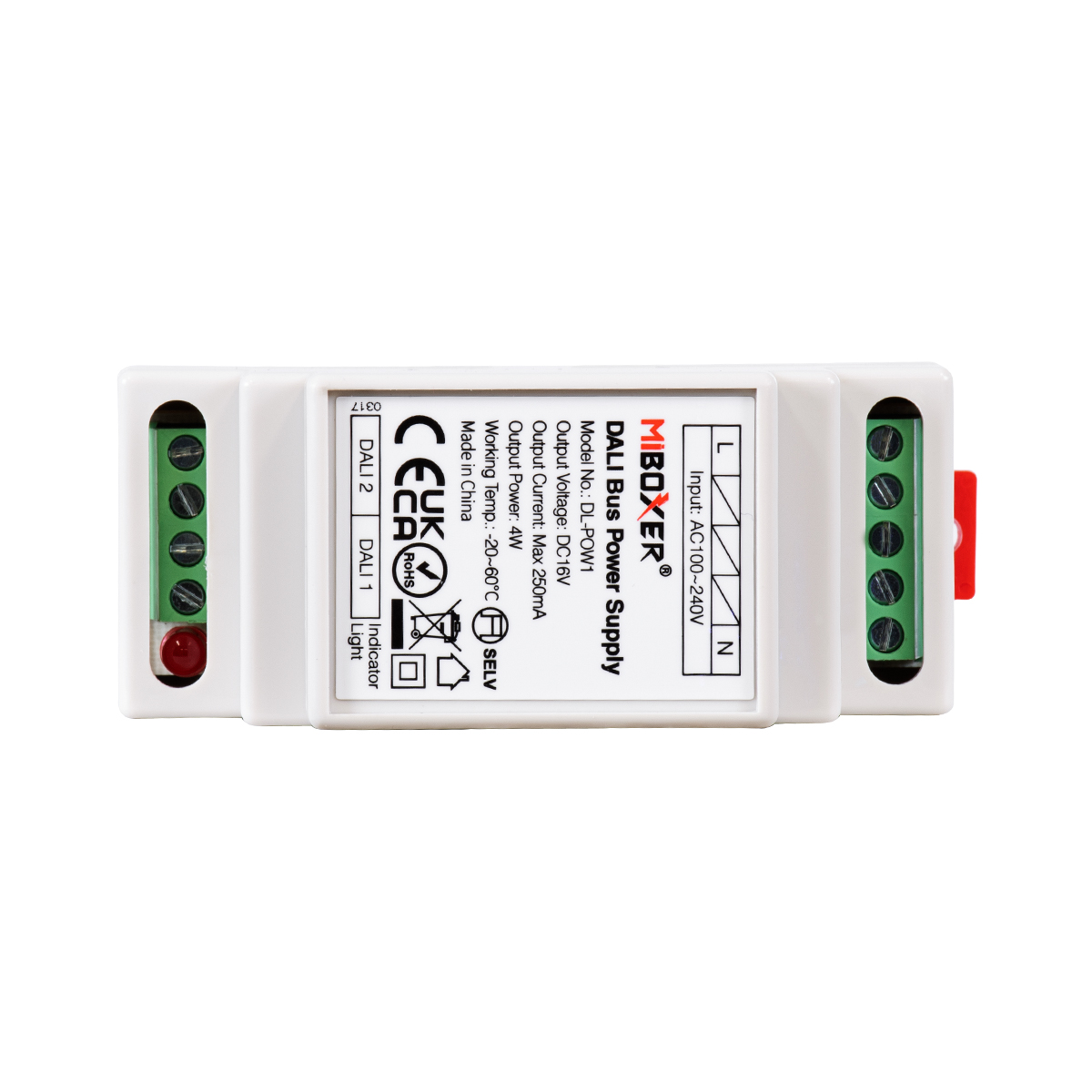 GLOBOSTAR® MiBOXER-DL-POW1 71420 DC DALI BUS Τροφοδοτικό/Μετασχηματιστής SELV Ράγας με 2 x 125mA 2W Κανάλια AC 220-240V σε DC 16V 250mA 4W Max IP20 - DALI BUS - Μ9 x Π3.4 x Υ6cm - 5 Χρόνια Εγγύηση - Image 3