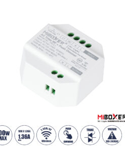 GLOBOSTAR® MiBOXER-TRI-C1 71432 AC Triac RF 2.4Ghz & Push Dimmer με 1 x 1.36A 300W Κανάλι AC 220-240V 1.36A 300W Max IP20 - RF 2.4Ghz & Push Dimming - Μ5 x Π5 x Υ2.3cm - 5 Χρόνια Εγγύηση