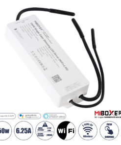 GloboStar® 71438 WP1-P150V24 Mi-BOXER DC Smart Wifi & RF 2.4Ghz & Push Dimming Power Supply Τροφοδοτικό SELV & Controller / Dimmer All in One AC100-240V σε DC 24V 1 x 6.25A 150W - Max 6.25A 150W - Αδιάβροχο IP67 Μ22.5 x Π7 x Υ3.5cm - 3 Years Warranty