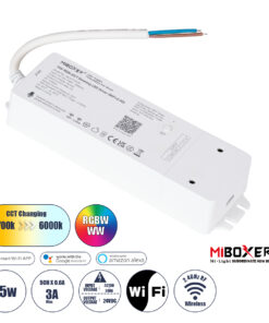 GloboStar® 71441 WL5-P75V24 Mi-BOXER DC Smart Wifi & RF 2.4Ghz Power Supply Τροφοδοτικό SELV & Controller / Dimmer All in One 5 Καναλιών AC100-240V σε DC 24V 5 x 0.6A 14.4W - Max 3A 75W - IP20 RGBW+WW Μ19 x Π5.5 x Υ3.2cm - 5 Years Warranty