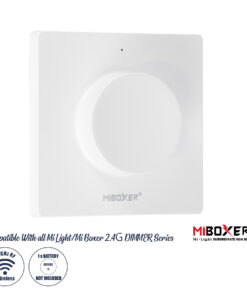 GloboStar® 71443 K1 Mi-BOXER Ασύρματο Επιτοίχιο Χειριστήριο Dimmer RF 2.4Ghz για όλα τα Μονόχρωμα Mi-BOXER Controller DC 3V 1 x CR2032 - IP20 Λευκό Μ8.5 x Π8.5 x Υ2.5cm - 5 Years Warranty