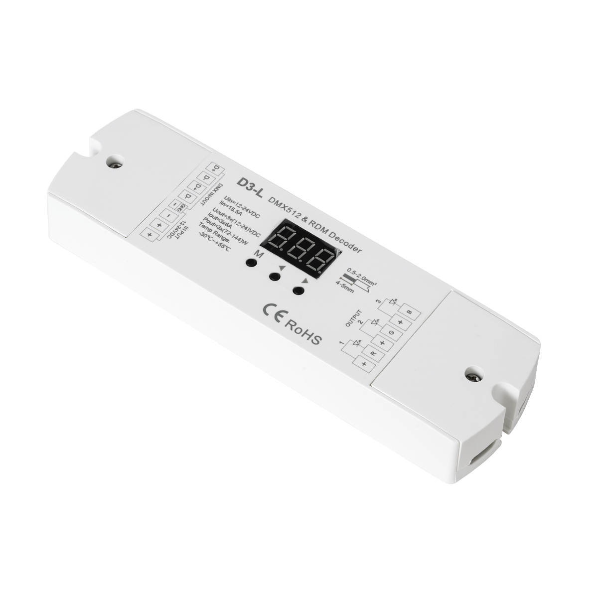 GloboStar® 71447 D3-L SKYDANCE DC DMX & RDM Dimmer High Speed Controller / Decoder 3 Καναλιών DC 12-24V 3 x 6A 144W - Max 18.5A 432W - IP20 Μ17 x Π5 x Υ2.5cm - 5 Years Warranty - Image 2