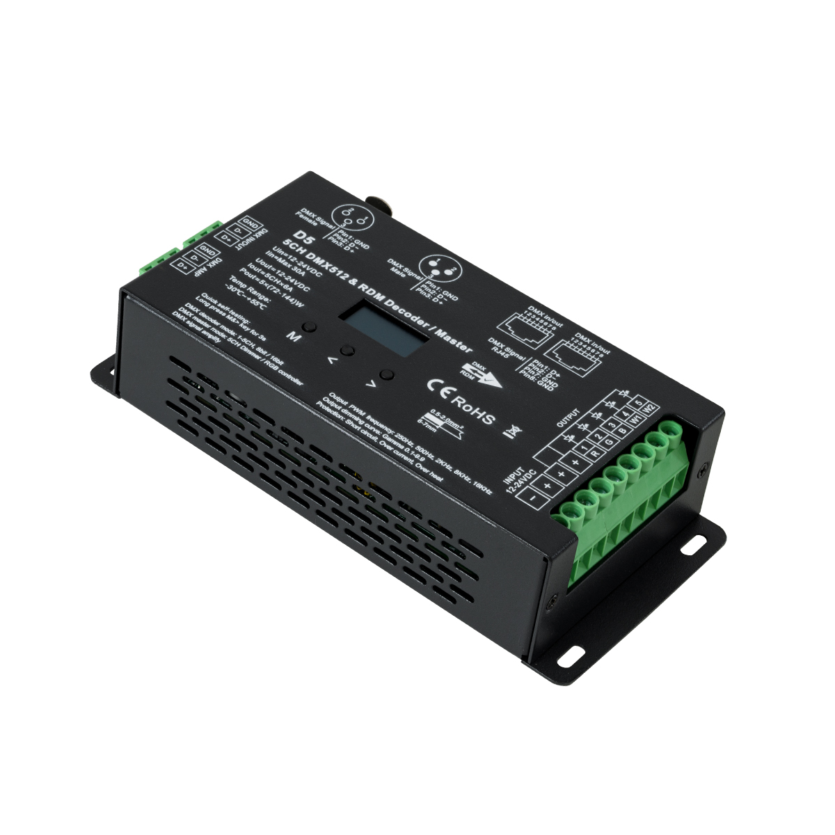 GloboStar® 71448 D5 SKYDANCE DC DMX & RDM Dimmer High Speed Controller / Decoder 5 Καναλιών DC 12-24V 5 x 6A 144W - Max 30A 864W - IP20 Μ17 x Π8 x Υ4cm - 5 Years Warranty - Image 2