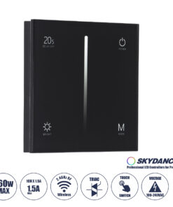 GloboStar® 71453 S1-T SKYDANCE AC Smart RF 2.4Ghz & Αφής - Touch Triac Dimming AC100-240V σε AC100-240V 1 x 1.5A 360W - Max 1.5A 360W - IP20 - Μαύρο Σώμα - Μ8.5 x Π8.5 x Υ3.2cm - 5 Years Warranty