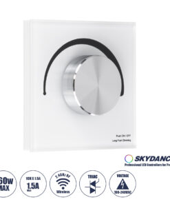 GloboStar® 71454 S1-K SKYDANCE AC Smart RF 2.4Ghz & Ροοστάτη - Push ON/OFF Triac Dimming AC100-240V σε AC100-240V 1 x 1.5A 360W - Max 1.5A 360W - IP20 - Λευκό Σώμα - Μ8.5 x Π8.5 x Υ5cm - 5 Years Warranty