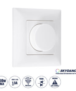 GloboStar® 71456 KS SKYDANCE AC Smart RF 2.4Ghz & Ροοστάτη Triac Dimming AC100-240V σε AC100-240V 1 x 1.5A 360W - Max 1.5A 360W - IP20 - Λευκό Σώμα - Μ8.5 x Π8.5 x Υ5.2cm - 5 Years Warranty
