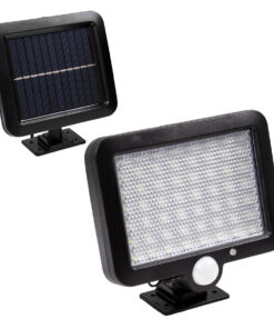 GLOBOSTAR® ZETA 71458 Προβολέας με Ανιχνευτή PIR / Αισθητήρα Κίνησης LED 10W 400lm 120° DC 5V με Φωτοβολταϊκό Panel 5V 1W & Επαναφορτιζόμενη Μπαταρία Li-ion 3.2V 2400mAh Αδιάβροχο IP65 Ψυχρό Λευκό 6000K - Sanan SMD Chip - Μαύρο - Μ15 x Π3.5 x Υ13cm - 2 Χρόνια Εγγύηση