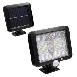GLOBOSTAR® ZETA 71459 Προβολέας με Ανιχνευτή PIR / Αισθητήρα Κίνησης LED 20W 600lm 120° DC 5V με Φωτοβολταϊκό Panel 5V 1W & Επαναφορτιζόμενη Μπαταρία Li-ion 3.2V 2400mAh Αδιάβροχο IP65 Ψυχρό Λευκό 6000K - Sanan SMD Chip - Μαύρο - Μ15 x Π3.5 x Υ13cm - 2 Χρόνια Εγγύηση