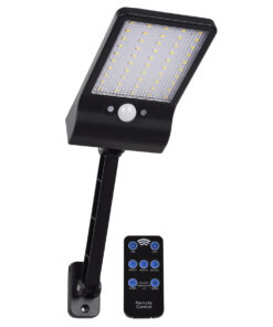 GLOBOSTAR® RASOL 71466 Προβολέας με Ανιχνευτή PIR / Αισθητήρα Κίνησης & IR Ασύρματο Χειριστήριο LED 3W 150lm 120° DC 5V με Φωτοβολταϊκό Panel 5V 0.3W & Επαναφορτιζόμενη Μπαταρία Li-ion 3.2V 2200mAh Αδιάβροχο IP65 Ψυχρό Λευκό 6000K Dimmable - Sanan SMD Chip - Μαύρο - Μ16.5 x Π9 x Υ3cm - 2 Χρόνια Εγγύηση