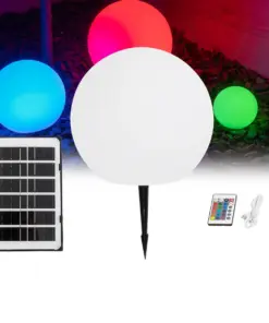 GLOBOSTAR® GARDENGLOW 71474 Μοντέρνο Φωτιστικό Κήπου Μπάλα με IR Ασύρματο Χειριστήριο LED 3W 240lm 360° DC 5V με USB-C με Ενσωματωμένο Φωτοβολταϊκό Panel 6V 1W & Επαναφορτιζόμενη Μπαταρία Li-ion 3.7V 2x18650 1400mAh Αδιάβροχο IP54 Πολύχρωμο RGBW Dimmable - Sanan SMD Chip - Γαλακτερό Λευκό - Μ25 x Π25 x Υ25cm - 2 Χρόνια Εγγύηση