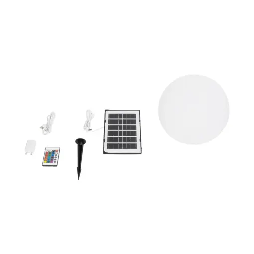 GLOBOSTAR® GARDENGLOW 71474 Μοντέρνο Φωτιστικό Κήπου Μπάλα με IR Ασύρματο Χειριστήριο LED 3W 240lm 360° DC 5V με USB-C με Ενσωματωμένο Φωτοβολταϊκό Panel 6V 1W & Επαναφορτιζόμενη Μπαταρία Li-ion 3.7V 2x18650 1400mAh Αδιάβροχο IP54 Πολύχρωμο RGBW Dimmable - Sanan SMD Chip - Γαλακτερό Λευκό - Μ25 x Π25 x Υ25cm - 2 Χρόνια Εγγύηση - Image 9