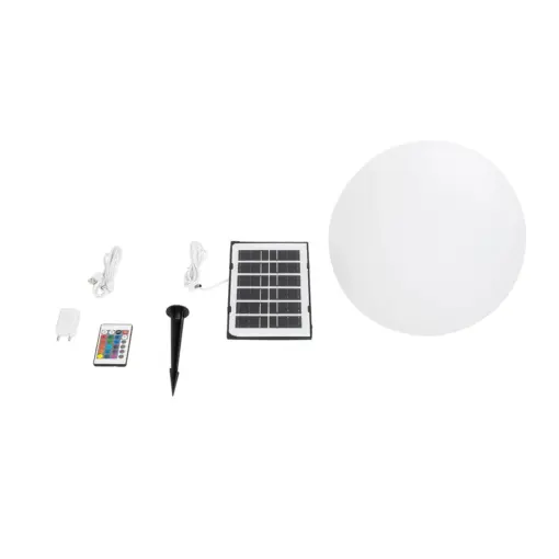 GLOBOSTAR® GARDENGLOW 71475 Μοντέρνο Φωτιστικό Κήπου Μπάλα με IR Ασύρματο Χειριστήριο LED 5W 400lm 360° DC 5V με USB-C με Ενσωματωμένο Φωτοβολταϊκό Panel 6V 1.5W & Επαναφορτιζόμενη Μπαταρία Li-ion 3.7V 3x18650 1800mAh Αδιάβροχο IP54 Πολύχρωμο RGBW Dimmable - Sanan SMD Chip - Γαλακτερό Λευκό - Μ35 x Π35 x Υ35cm - 2 Χρόνια Εγγύηση - Image 9