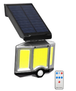 GLOBOSTAR® ORVION 71482 Προβολέας με IR Ασύρματο Χειριστήριο LED 20W 1000lm 120° DC 5V με Φωτοβολταϊκό Panel 5V 1W & Επαναφορτιζόμενη Μπαταρία Li-ion 3.2V 2400mAh Αδιάβροχο IP65 Ψυχρό Λευκό 6000K Dimmable - Sanan COB Chip - Μαύρο - Μ12.5 x Π3.5 x Υ10cm - 2 Χρόνια Εγγύηση
