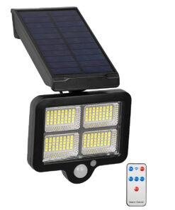GLOBOSTAR® ORVION 71483 Προβολέας με IR Ασύρματο Χειριστήριο LED 20W 1000lm 120° DC 5V με Φωτοβολταϊκό Panel 5V 1W & Επαναφορτιζόμενη Μπαταρία Li-ion 3.2V 2400mAh Αδιάβροχο IP65 Ψυχρό Λευκό 6000K Dimmable - Sanan SMD Chip - Μαύρο - Μ12.5 x Π3.5 x Υ10cm - 2 Χρόνια Εγγύηση