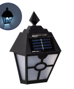 GloboStar® 71494 Αυτόνομο Ηλιακό Φωτιστικό Τοίχου Μαύρο LED SMD 1W 40lm με Ενσωματωμένη Μπαταρία 600mAh - Φωτοβολταϊκό Πάνελ με Αισθητήρα Ημέρας-Νύχτας IP65 Ψυχρό Λευκό 6000K