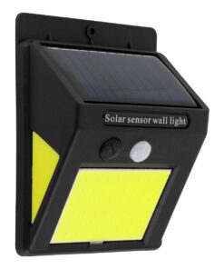 GLOBOSTAR® VELION 71496 Προβολέας με Ανιχνευτή PIR / Αισθητήρα Κίνησης LED 12W 600lm 180° DC 5V με Φωτοβολταϊκό Panel 5V 0.3W & Επαναφορτιζόμενη Μπαταρία Li-ion 3.2V 1200mAh Αδιάβροχο IP65 Ψυχρό Λευκό 6000K - Sanan COB Chip - Μαύρο - Μ9.6 x Π4.8 x Υ12.4cm - 2 Χρόνια Εγγύηση