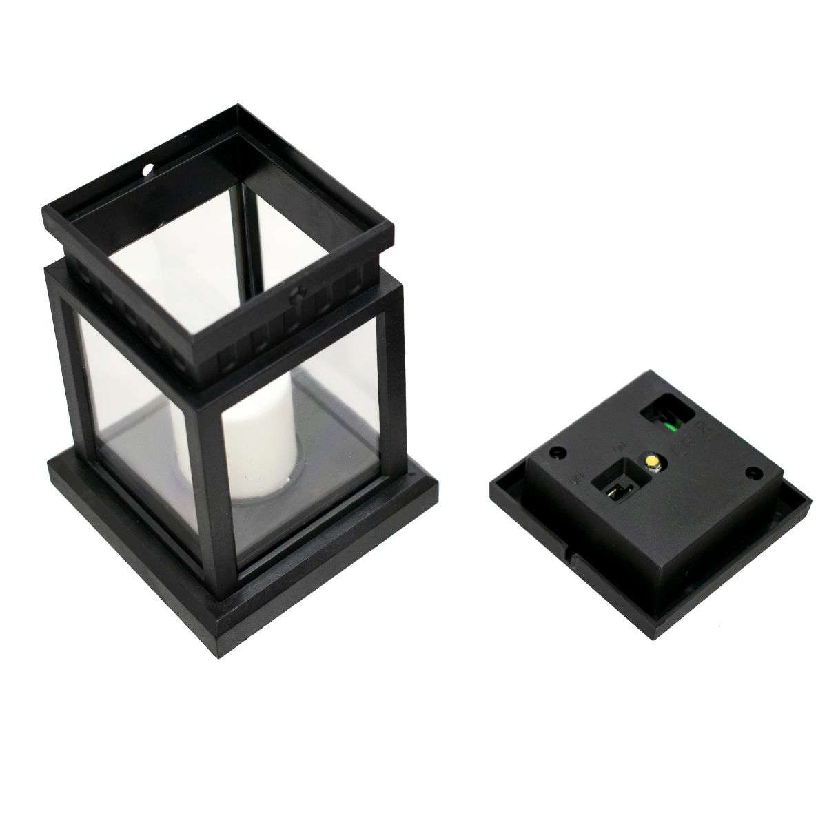 GLOBOSTAR® LANTERNIA 71506 Διακοσμητικό Φαναράκι LED 1W 50lm 180° DC 5V με Φωτοβολταϊκό Panel 5V 0.1W & Επαναφορτιζόμενη Μπαταρία Li-ion 3.2V 120mAh Αδιάβροχο IP65 Ultra Θερμό Λευκό 1600K – Μ9 x Π9 x Υ12.5cm – 1 Χρόνο Εγγύηση