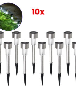 GloboStar® 71520-10 ΣΕΤ 10 Τεμαχίων Αυτόνομα Ηλιακά Φωτιστικά LED SMD 1W 50lm με Ενσωματωμένη Μπαταρία 600mAh - Φωτοβολταϊκό Πάνελ με Αισθητήρα Ημέρας-Νύχτας Αδιάβροχο IP65 Φανάρι Κήπου Στρογγυλό Ψυχρό Λευκό 6000K