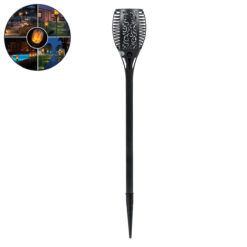 GLOBOSTAR® SOLARDECOR 71528 Διακοσμητικό Φωτιστικό Κήπου LED 4W 140lm 180° DC 5V με Φωτοβολταϊκό Panel 5V 0.2W & Επαναφορτιζόμενη Μπαταρία Li-ion 3.2V 800mAh Αδιάβροχο IP65 Ultra Θερμό Λευκό 1500-2000K με Εφέ Φλόγας - Μ9.5 x Π9.5 x Υ60cm - 2 Χρόνια Εγγύηση