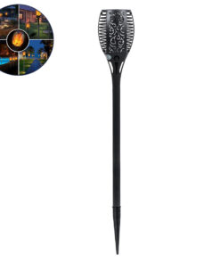 GLOBOSTAR® SOLARDECOR 71528 Διακοσμητικό Φωτιστικό Κήπου LED 4W 140lm 180° DC 5V με Φωτοβολταϊκό Panel 5V 0.2W & Επαναφορτιζόμενη Μπαταρία Li-ion 3.2V 800mAh Αδιάβροχο IP65 Ultra Θερμό Λευκό 1500-2000K με Εφέ Φλόγας - Μ9.5 x Π9.5 x Υ60cm - 2 Χρόνια Εγγύηση