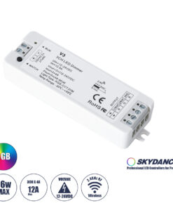 GloboStar® 71546 V3 SKYDANCE DC RF 2.4Ghz Dimmer High Speed Controller 3 Καναλιών DC 12-24V 3 x 5A 96W - Max 12A 288W - IP20 Μ10 x Π3.5 x Υ2cm - 5 Years Warranty