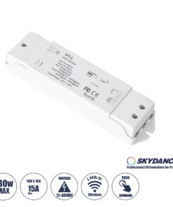 GLOBOSTAR® SKYDANCE-V1-L 71568 DC RF 2.4Ghz & Push Dimmer / Controller με 1 x 15A 480W Κανάλι DC 12-48V 15A 480W Max IP20 - RF 2.4Ghz & Push Dimming - Μ17.5 x Π4.5 x Υ2.5cm - 5 Χρόνια Εγγύηση
