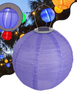 GloboStar® 71597 Αυτόνομο Ηλιακό Φωτιστικό Υφασμάτινη Μωβ Μπάλα Φ30cm LED SMD 1W 100lm με Ενσωματωμένη Μπαταρία 1200mAh - Φωτοβολταϊκό Πάνελ με Αισθητήρα Ημέρας-Νύχτας Αδιάβροχο IP65 Ψυχρό Λευκό 6000K