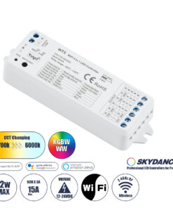 GloboStar® 73010 WT5 SKYDANCE DC WiFi & RF 2.4Ghz Dimmer High Speed Controller 5 Καναλιών DC 12-24V 5 x 3A 72W - Max 15A 360W - IP20 Μ10 x Π4 x Υ2cm - 5 Years Warranty