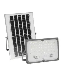 GLOBOSTAR® LUMOVOX 73067 Προβολέας LED 100W 5000lm 120° DC 5V με Φωτοβολταϊκό Panel 5V 8W & Επαναφορτιζόμενη Μπαταρία Li-ion 3.2V 5000mAh Αδιάβροχο IP67 Ψυχρό Λευκό 6000K - 120 x SMD2835 Sanan Chip - Γκρι Ανθρακί - Μ25 x Π5.5 x Υ17.5cm - 2 Χρόνια Εγγύηση