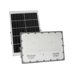 GLOBOSTAR® LUMOVOX 73070 Προβολέας LED 400W 20000lm 120° DC 5V με Φωτοβολταϊκό Panel 5V 25W & Επαναφορτιζόμενη Μπαταρία Li-ion 3.2V 20000mAh Αδιάβροχο IP67 Ψυχρό Λευκό 6000K - 400 x SMD2835 Sanan Chip - Γκρι Ανθρακί - Μ45 x Π7.5 x Υ30.5cm - 2 Χρόνια Εγγύηση