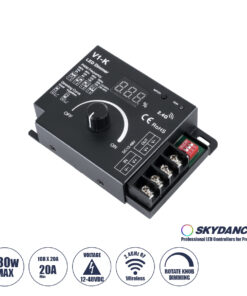 GLOBOSTAR® SKYDANCE-V1-K 73117 Dimmer με 1 x 20A 480W Κανάλι DC 12-48V 20A 480W Max IP20 - PWM - RF2.4Ghz - Μ10.7 x Π7.5 x Υ3.8cm - 5 Χρόνια Εγγύηση