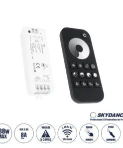 GloboStar® 73118 RT1+V1 SKYDANCE ΣΕΤ Dimmer & Ασύρματο Χειριστήριο Αφής 1 Group RF 2.4Ghz 8A Max DC 5-36V (288W) - DC 3V IP20 - 5 Χρόνια Εγγύηση