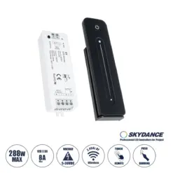 GLOBOSTAR® SKYDANCE-V1+R11 73119 DC RF 2.4Ghz Push Dimmer με RF Ασύρματο Χειριστήριο Αφής με 1 x 8A 288W Κανάλι DC 5-36V 8A 288W Max IP20 - RF 2.4Ghz & Push Dimming - Μ12.2 x Π5.3 x Υ1.7cm - 5 Χρόνια Εγγύηση